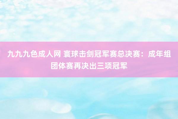 九九九色成人网 寰球击剑冠军赛总决赛：成年组团体赛再决出三项冠军