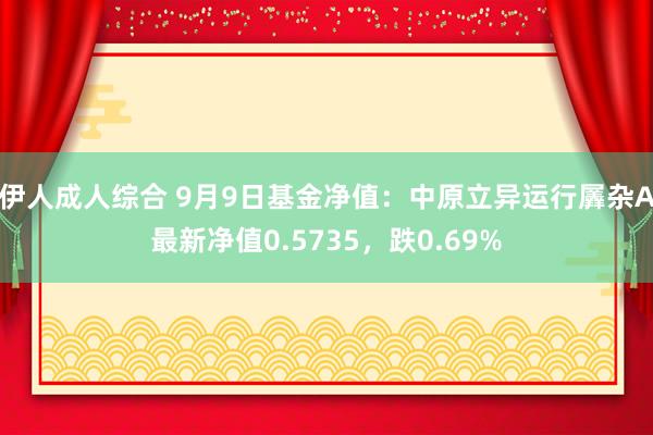 伊人成人综合 9月9日基金净值：中原立异运行羼杂A最新净值0.5735，跌0.69%