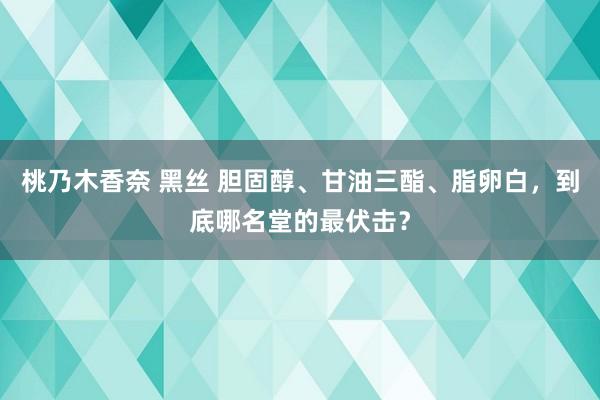 桃乃木香奈 黑丝 胆固醇、甘油三酯、脂卵白，到底哪名堂的最伏击？