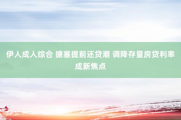 伊人成人综合 搪塞提前还贷潮 调降存量房贷利率成新焦点