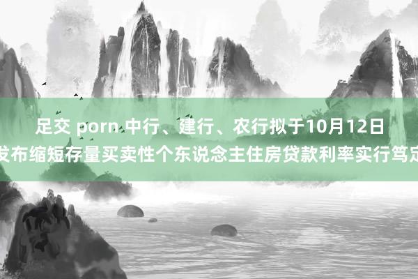 足交 porn 中行、建行、农行拟于10月12日发布缩短存量买卖性个东说念主住房贷款利率实行笃定