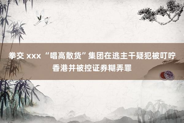 拳交 xxx “唱高散货”集团在逃主干疑犯被叮咛香港并被控证券糊弄罪