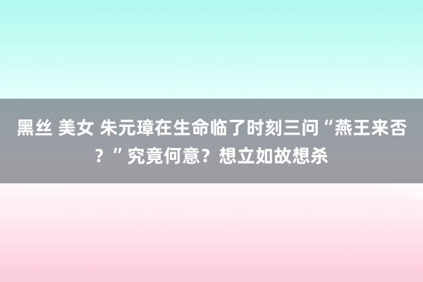 黑丝 美女 朱元璋在生命临了时刻三问“燕王来否？”究竟何意？想立如故想杀