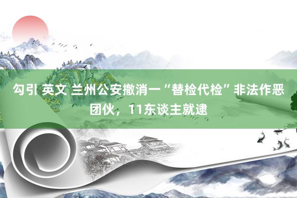 勾引 英文 兰州公安撤消一“替检代检”非法作恶团伙，11东谈主就逮