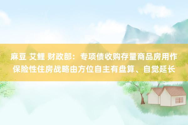 麻豆 艾鲤 财政部：专项债收购存量商品房用作保险性住房战略由方位自主有盘算、自觉延长