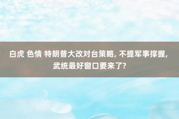 白虎 色情 特朗普大改对台策略， 不提军事撑握， 武统最好窗口要来了?