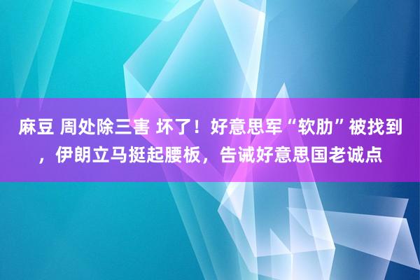 麻豆 周处除三害 坏了！好意思军“软肋”被找到，伊朗立马挺起腰板，告诫好意思国老诚点