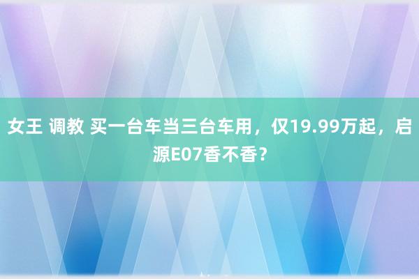 女王 调教 买一台车当三台车用，仅19.99万起，启源E07香不香？