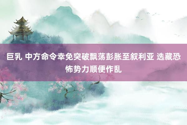 巨乳 中方命令幸免突破飘荡彭胀至叙利亚 选藏恐怖势力顺便作乱