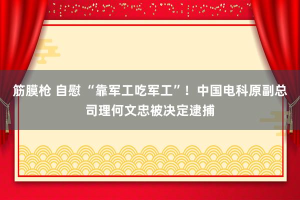 筋膜枪 自慰 “靠军工吃军工”！中国电科原副总司理何文忠被决定逮捕