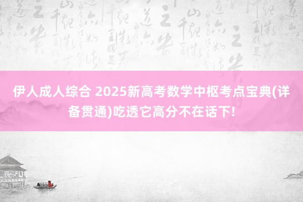 伊人成人综合 2025新高考数学中枢考点宝典(详备贯通)吃透它高分不在话下!