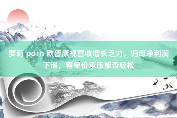 萝莉 porn 欧普康视营收增长乏力，归母净利润下滑，客单价承压能否轻松