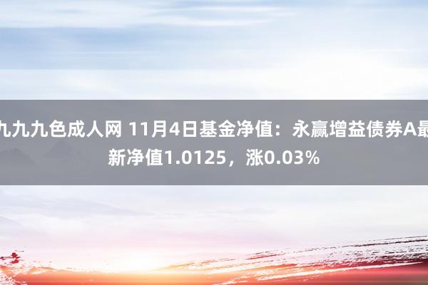 九九九色成人网 11月4日基金净值：永赢增益债券A最新净值1.0125，涨0.03%