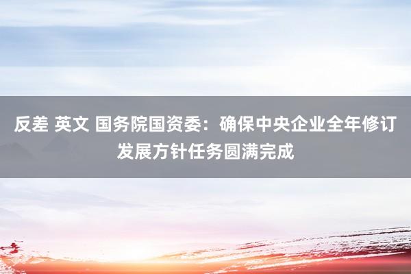 反差 英文 国务院国资委：确保中央企业全年修订发展方针任务圆满完成