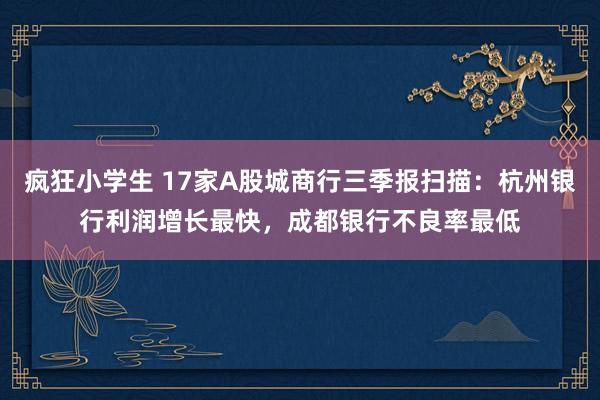 疯狂小学生 17家A股城商行三季报扫描：杭州银行利润增长最快，成都银行不良率最低