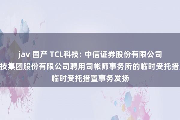 jav 国产 TCL科技: 中信证券股份有限公司对于TCL科技集团股份有限公司聘用司帐师事务所的临时受托措置事务发扬