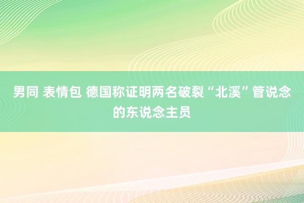 男同 表情包 德国称证明两名破裂“北溪”管说念的东说念主员