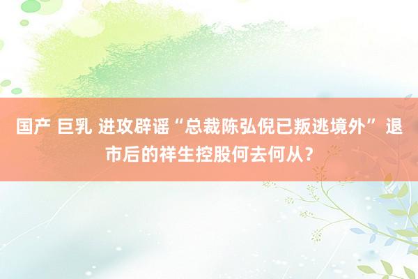 国产 巨乳 进攻辟谣“总裁陈弘倪已叛逃境外” 退市后的祥生控股何去何从？