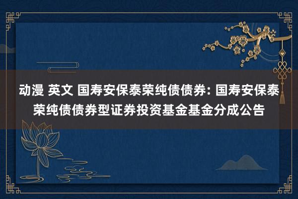 动漫 英文 国寿安保泰荣纯债债券: 国寿安保泰荣纯债债券型证券投资基金基金分成公告