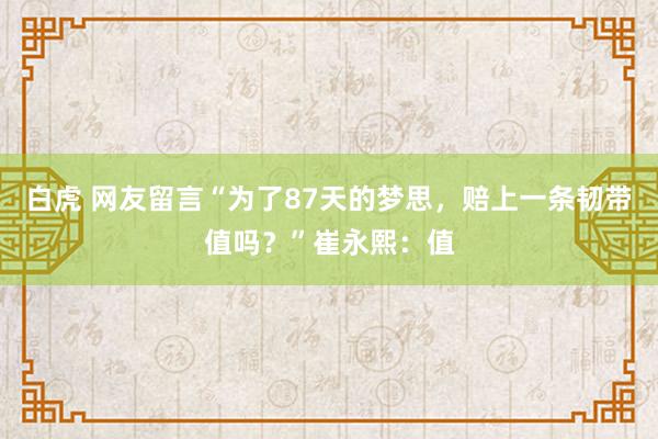 白虎 网友留言“为了87天的梦思，赔上一条韧带值吗？”崔永熙：值