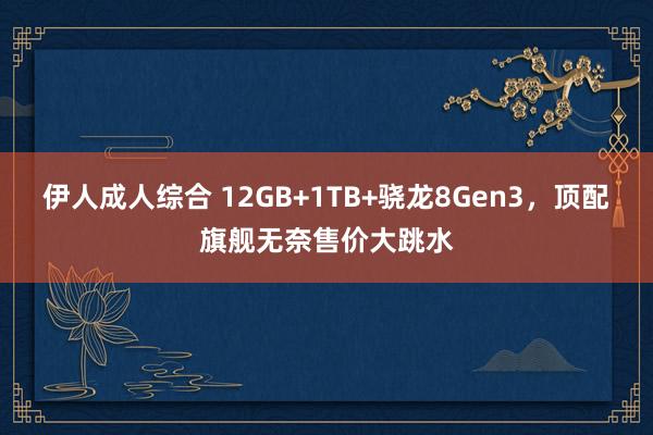 伊人成人综合 12GB+1TB+骁龙8Gen3，顶配旗舰无奈售价大跳水